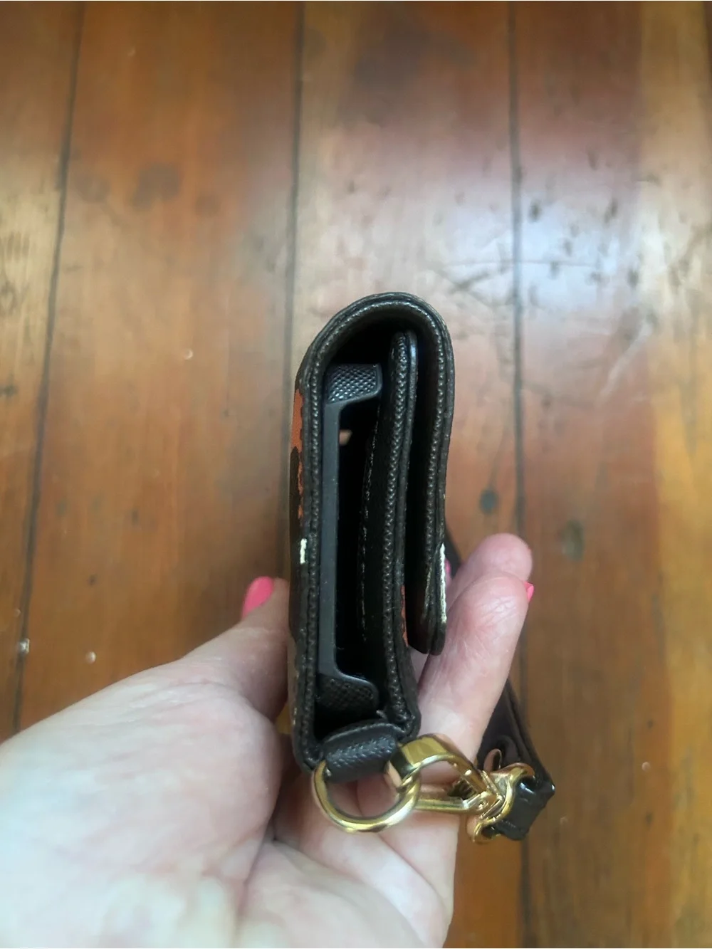 Michael Kors Camo Wristlet Wallet in Olive, Tan & Orange